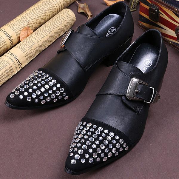 Buckle Rhinestone Low - Top Dress Shoes Men - Amazitshop