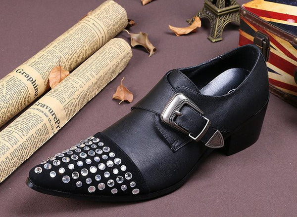 Buckle Rhinestone Low - Top Dress Shoes Men - Amazitshop