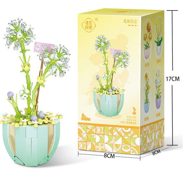 Building Block Puzzle Toy Eternal Flower Potted Mini Succulent Potted Plant - Amazitshop