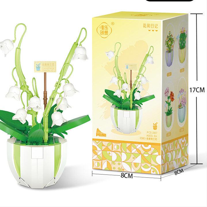 Building Block Puzzle Toy Eternal Flower Potted Mini Succulent Potted Plant - Amazitshop