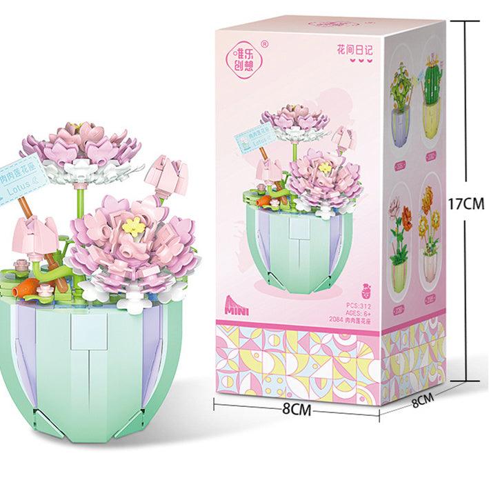 Building Block Puzzle Toy Eternal Flower Potted Mini Succulent Potted Plant - Amazitshop