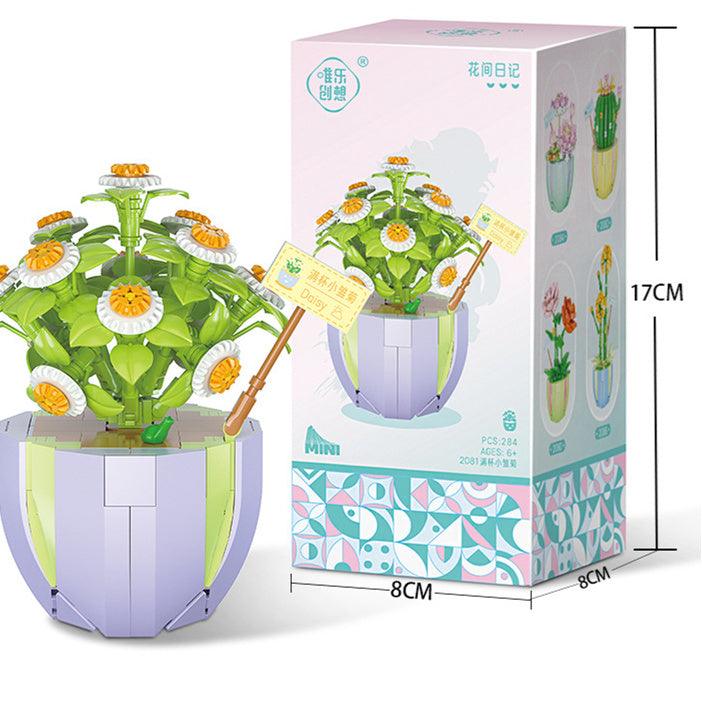 Building Block Puzzle Toy Eternal Flower Potted Mini Succulent Potted Plant - Amazitshop