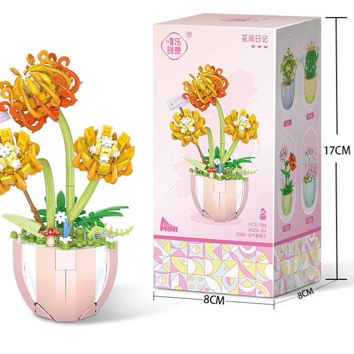 Building Block Puzzle Toy Eternal Flower Potted Mini Succulent Potted Plant - Amazitshop