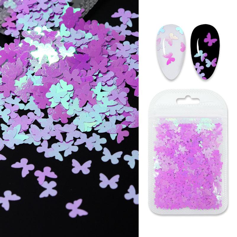 Butterfly Flower Nail Art Sequins Crystal Nail Glue - Amazitshop