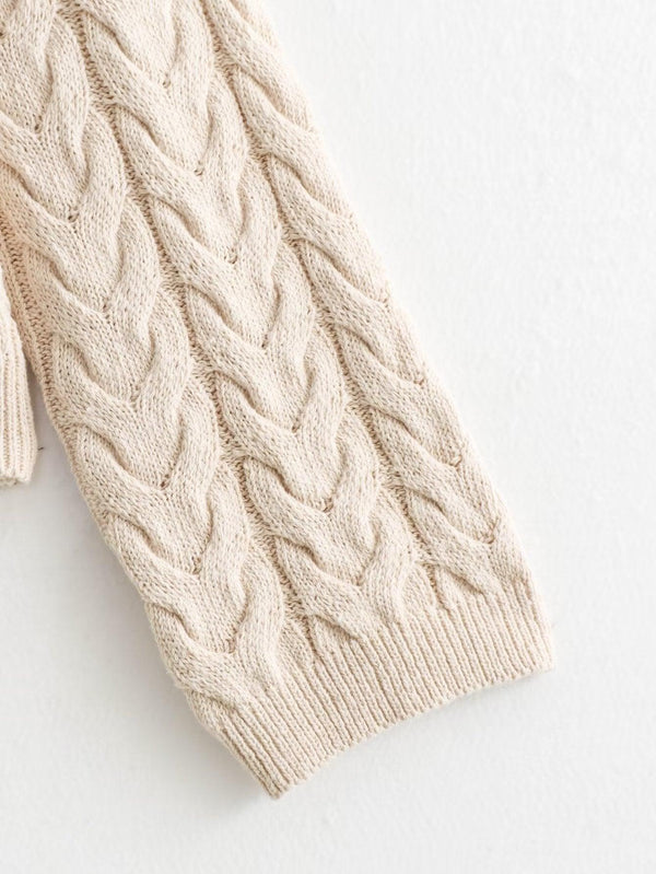 Cable - knit Sweater Round Neck Pullover Loose - Amazitshop