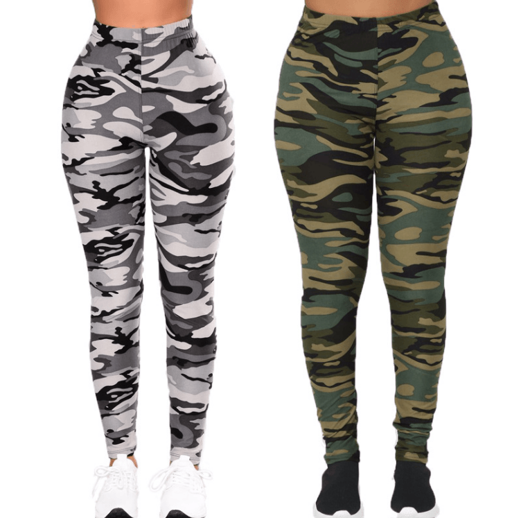 Camouflage Printed Grey Casual Legging Pants - Amazitshop