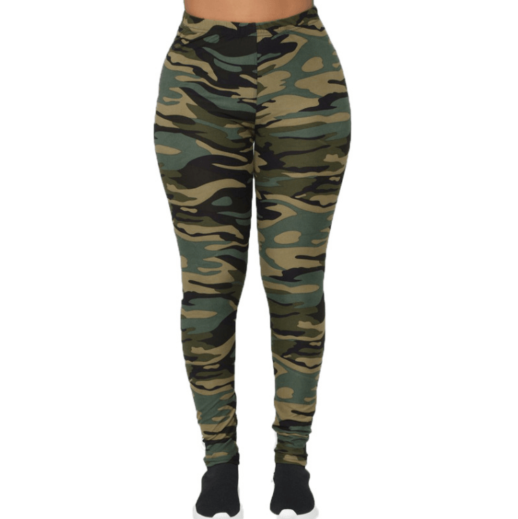 Camouflage Printed Grey Casual Legging Pants - Amazitshop