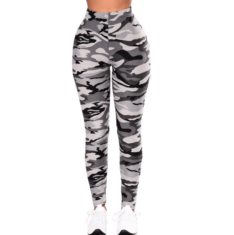 Camouflage Printed Grey Casual Legging Pants - Amazitshop