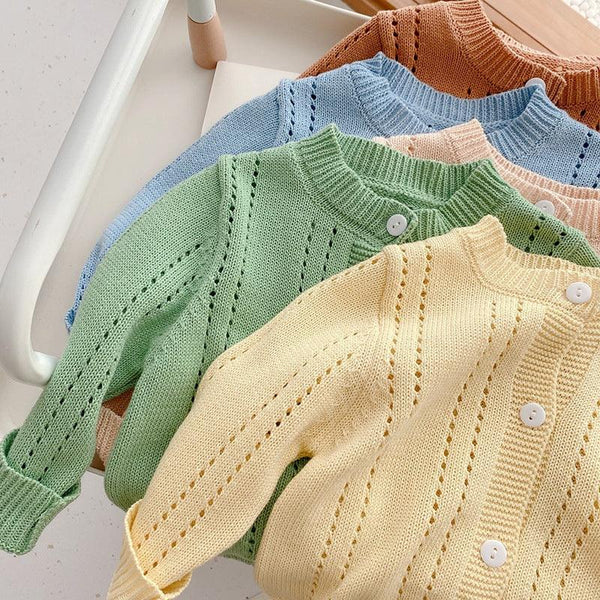 Candy Kids Baby Girls Boys Autumn Winter Full Sleeve Solid Knitted Outwear Coat Sweater - Amazitshop