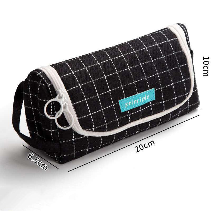 Canvas Pencil Case Large Capacity Simple Girl Japanese Cute Girl Heart Stationery Box Korean Pencil Case Multi - function - Amazitshop