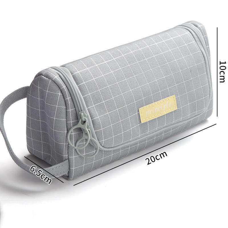 Canvas Pencil Case Large Capacity Simple Girl Japanese Cute Girl Heart Stationery Box Korean Pencil Case Multi - function - Amazitshop