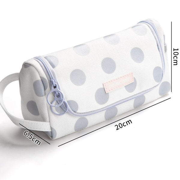 Canvas Pencil Case Large Capacity Simple Girl Japanese Cute Girl Heart Stationery Box Korean Pencil Case Multi - function - Amazitshop