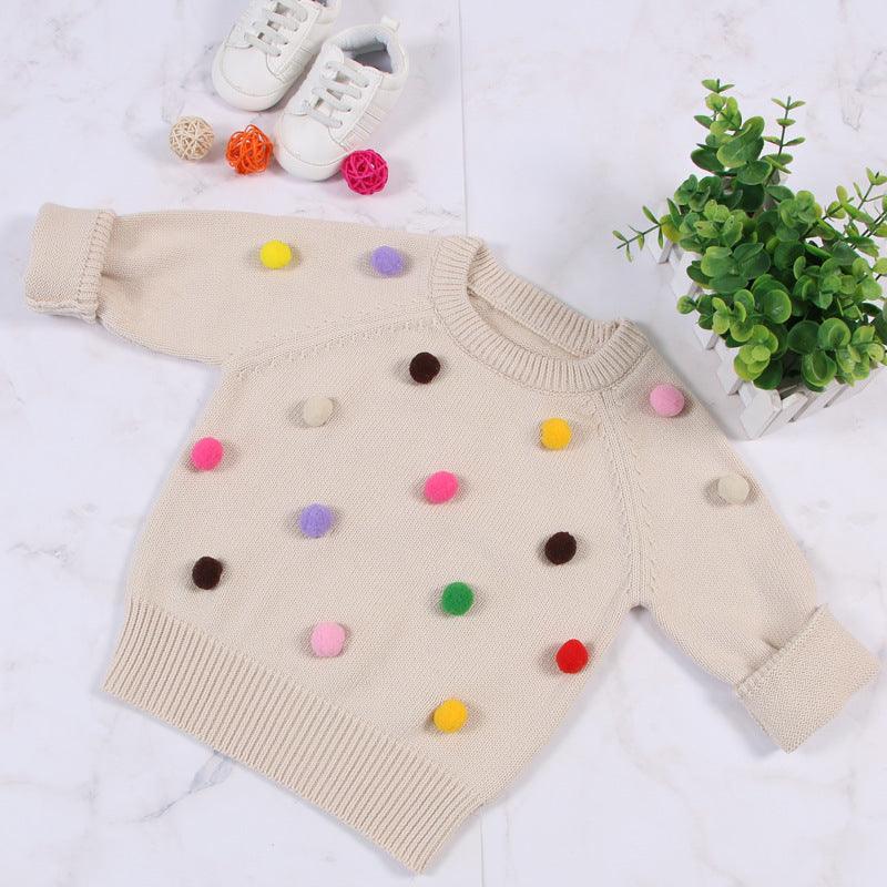 Cardigan Girls Winter Kids Sweater Balls Design Baby Knitted Cardigans Casual Toddler Boys Sweater Woolen Fleece Girls Sweater - Amazitshop