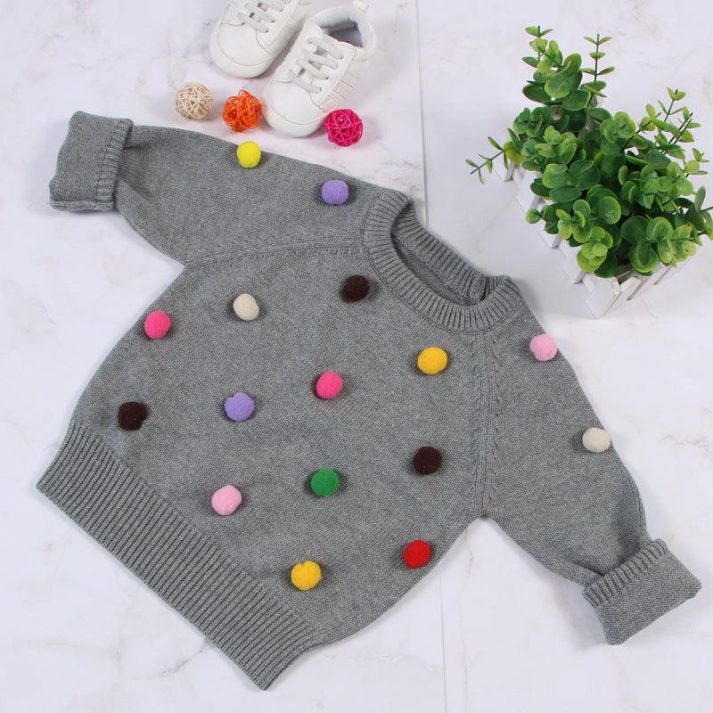 Cardigan Girls Winter Kids Sweater Balls Design Baby Knitted Cardigans Casual Toddler Boys Sweater Woolen Fleece Girls Sweater - Amazitshop