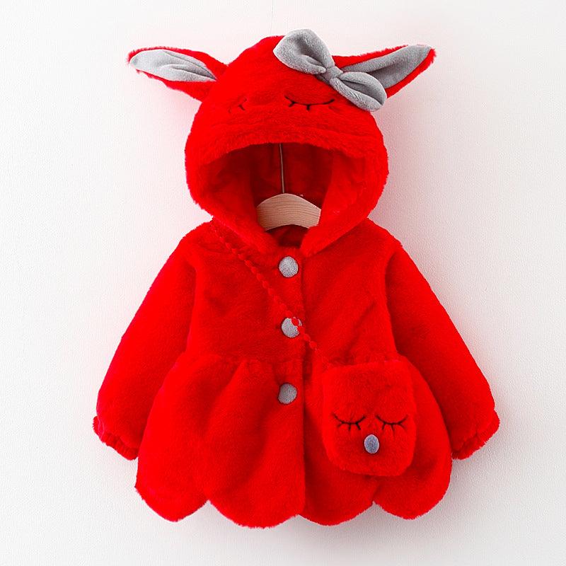 Cartoon Coat Hooded Baby Girl Toddler Fur - Amazitshop