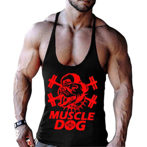Cartoon Tee Tops Bodybuilding Fitness Vest Men Top Workout MUSCLE Dog Printed Sportswear Clothing - Amazitshop