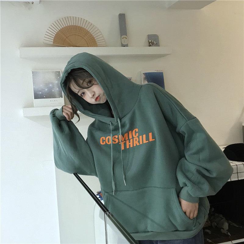 Cashmere sweater women's autumn and winter new loose Korean BF lazy versatile top ins thick Hoodie - Amazitshop