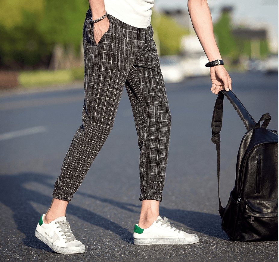 Casual Ankle - Length Plaid Pants Men Trousers Hip Hop Jogger Pants Men Sweatpants Streetwear Men Pants Trousers - Amazitshop