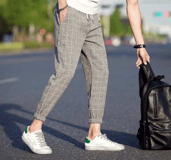 Casual Ankle - Length Plaid Pants Men Trousers Hip Hop Jogger Pants Men Sweatpants Streetwear Men Pants Trousers - Amazitshop