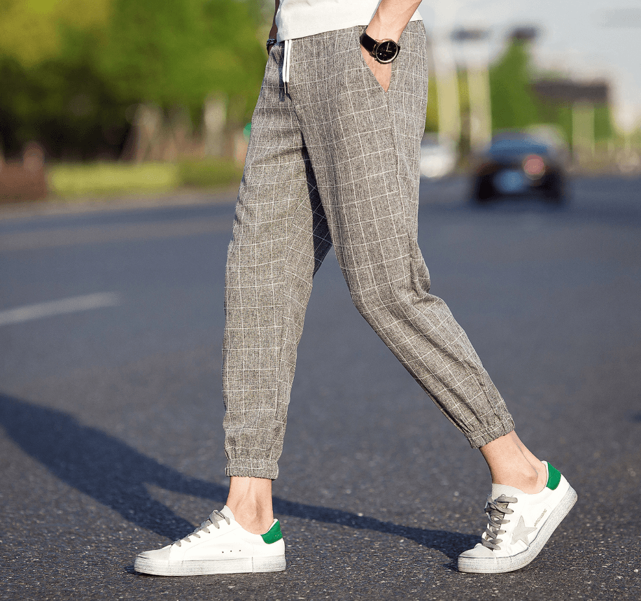Casual Ankle - Length Plaid Pants Men Trousers Hip Hop Jogger Pants Men Sweatpants Streetwear Men Pants Trousers - Amazitshop