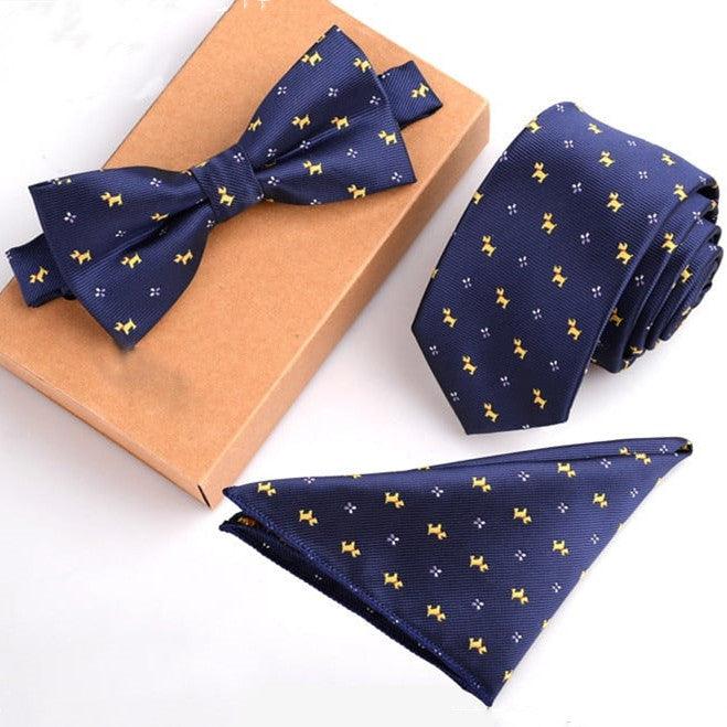 Casual, Dark Blue Business Tie Set - Amazitshop