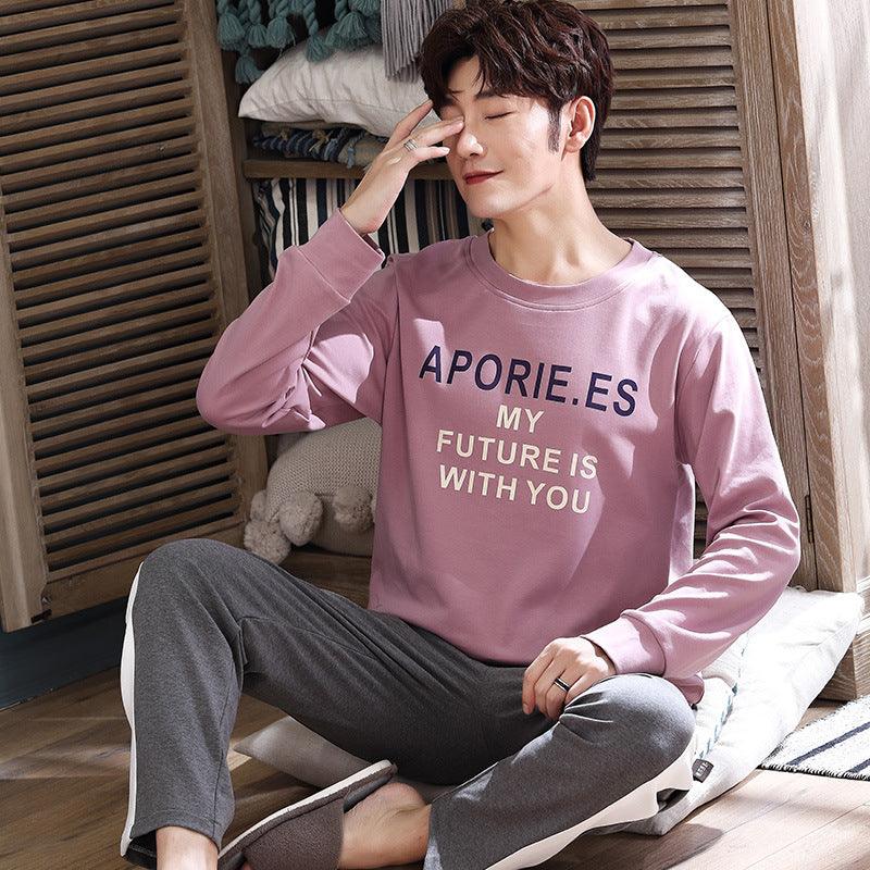 Casual Knitted Long - sleeved Round Neck Pajama Set - Amazitshop