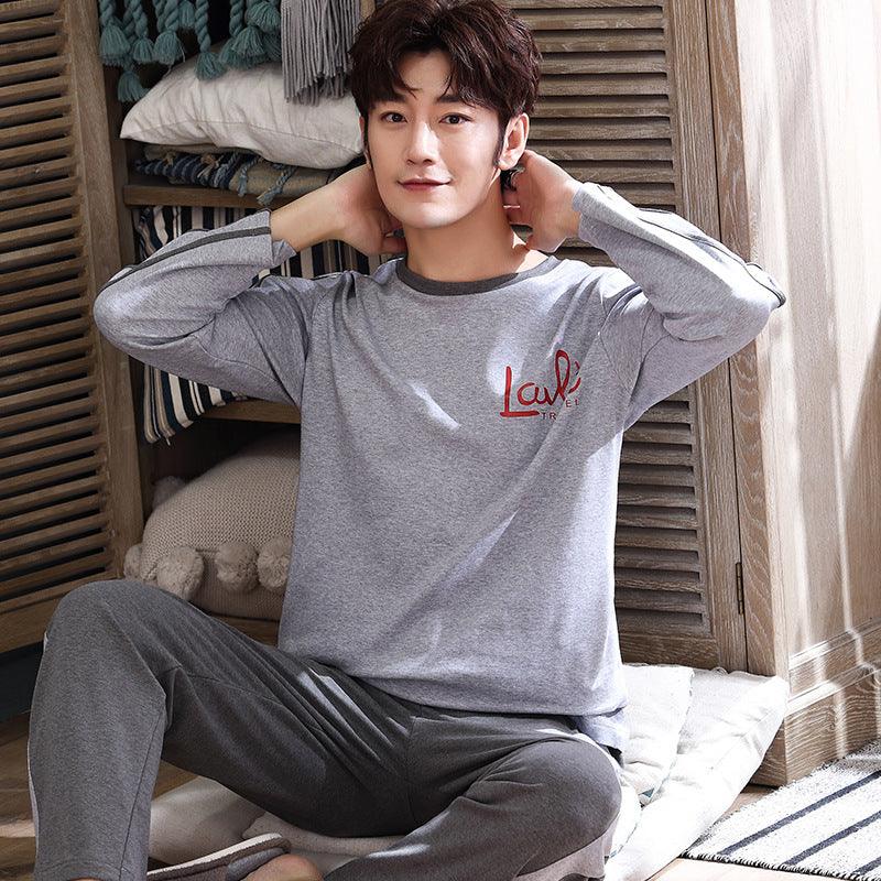 Casual Knitted Long - sleeved Round Neck Pajama Set - Amazitshop