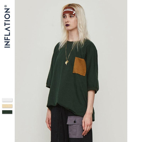 Casual Oversized Pocket T shirt Men Women Streetwear Skateboard Top Tees Mens T-shirt Simple Cotton Short Sleeve 8288S - Amazitshop