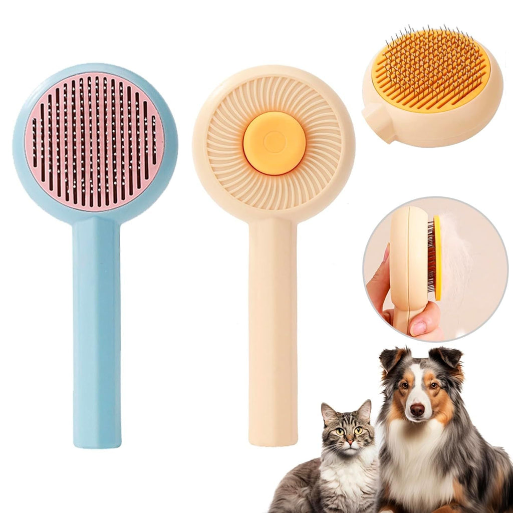 Cat Grooming Brushes Pet Hair Cleaner Brush Pet Massage Brushes For Cats Dogs With Self - Cleaning Button Pet Shedding Brush For Removing Tangles Loose Fur - Amazitshop