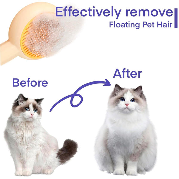 Cat Grooming Brushes Pet Hair Cleaner Brush Pet Massage Brushes For Cats Dogs With Self - Cleaning Button Pet Shedding Brush For Removing Tangles Loose Fur - Amazitshop