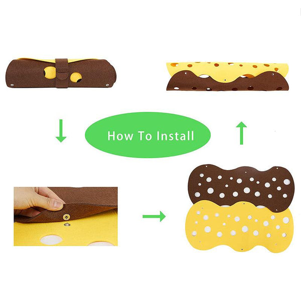 Cat Tunnel Cat Toy Felt Pom Splicing Deformable Kitten Nest Collapsible Tube House Tunnel Interactive Pet Toy Cat Accessories - Amazitshop