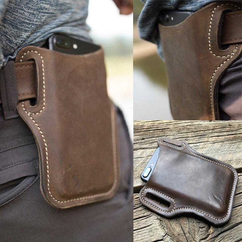 Cellphone Loop Holster Case Belt Waist Bag Props PU Leather Purse Phone Wallet - Amazitshop
