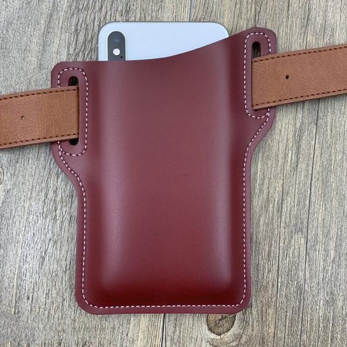 Cellphone Loop Holster Case Belt Waist Bag Props PU Leather Purse Phone Wallet - Amazitshop