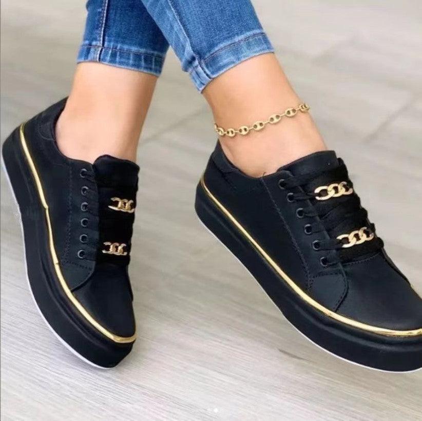 Chain Flats Shoes Thick Bottom Loafers For Walking Sports Shoes For Women - Amazitshop