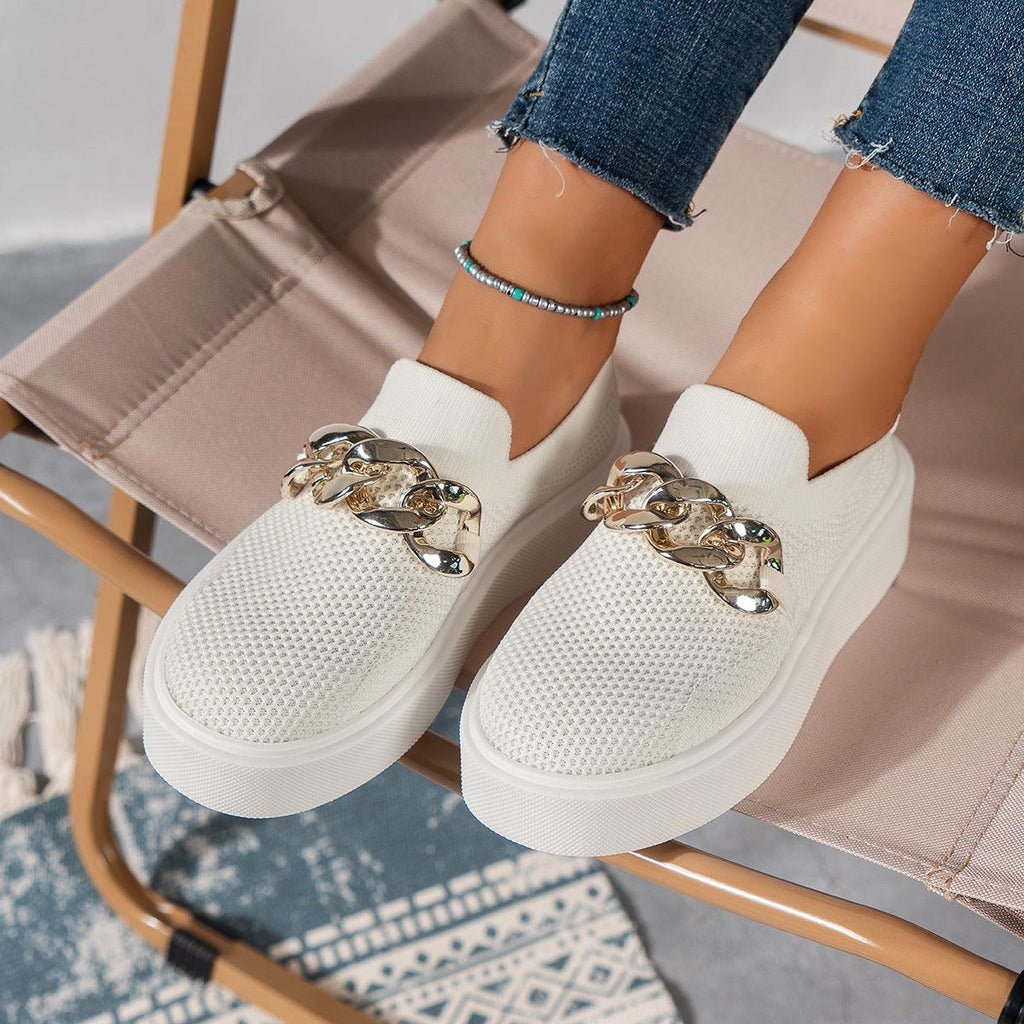 Chain Flats Shoes Women Breathable Mesh Shoes - Amazitshop