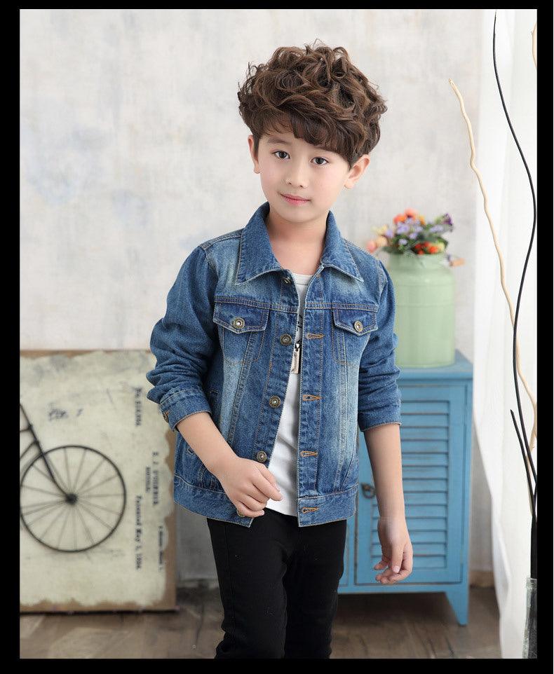 children girls ripped denim jacket kids boys kinny coat tops - Amazitshop