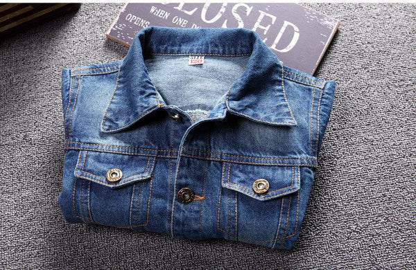 children girls ripped denim jacket kids boys kinny coat tops - Amazitshop
