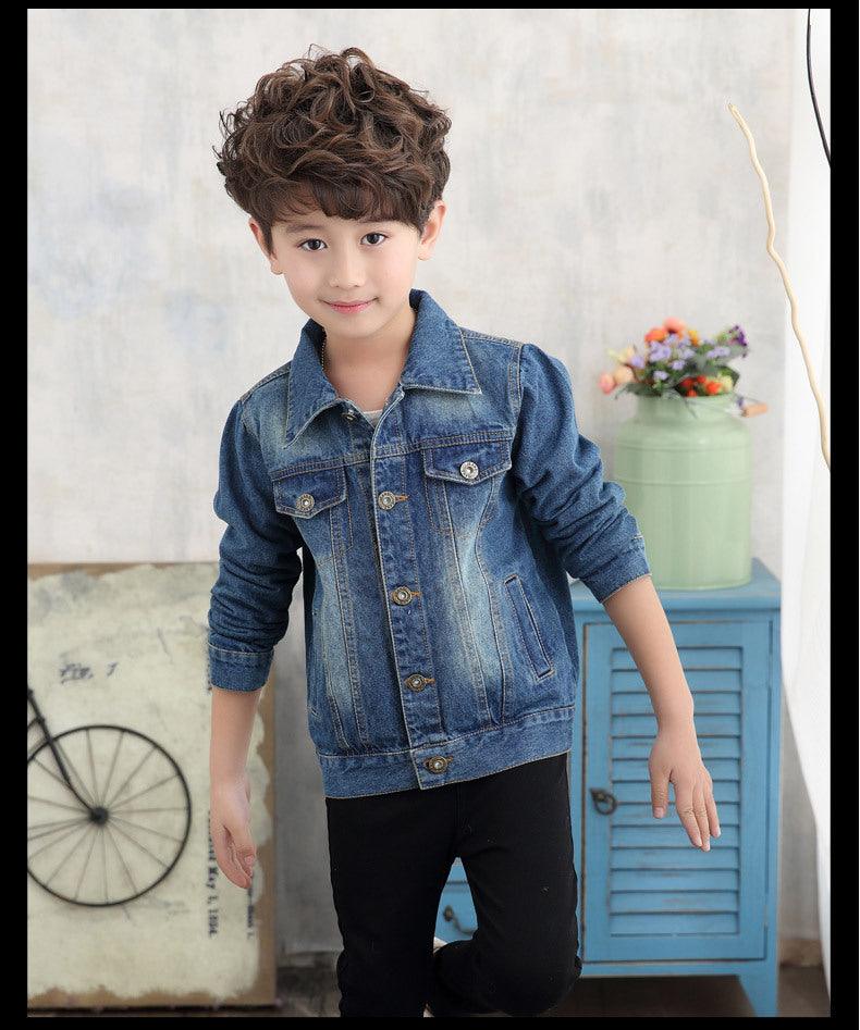 children girls ripped denim jacket kids boys kinny coat tops - Amazitshop