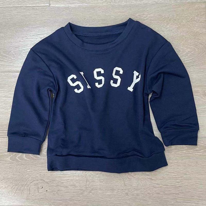 Children Letter Print Pullover Casual Sweatshirt Children - Amazitshop