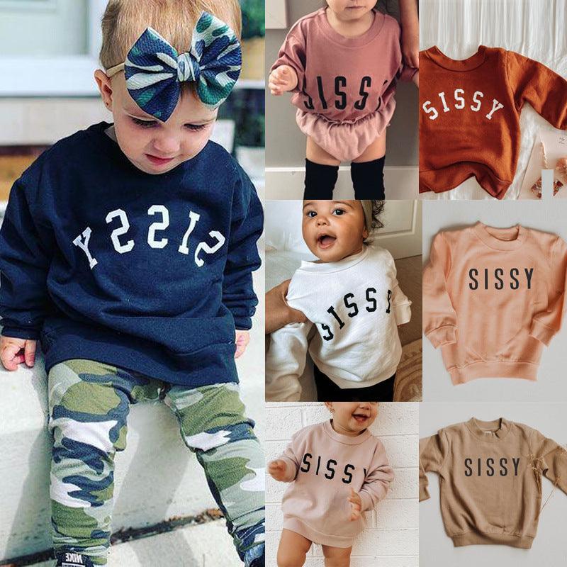 Children Letter Print Pullover Casual Sweatshirt Children - Amazitshop