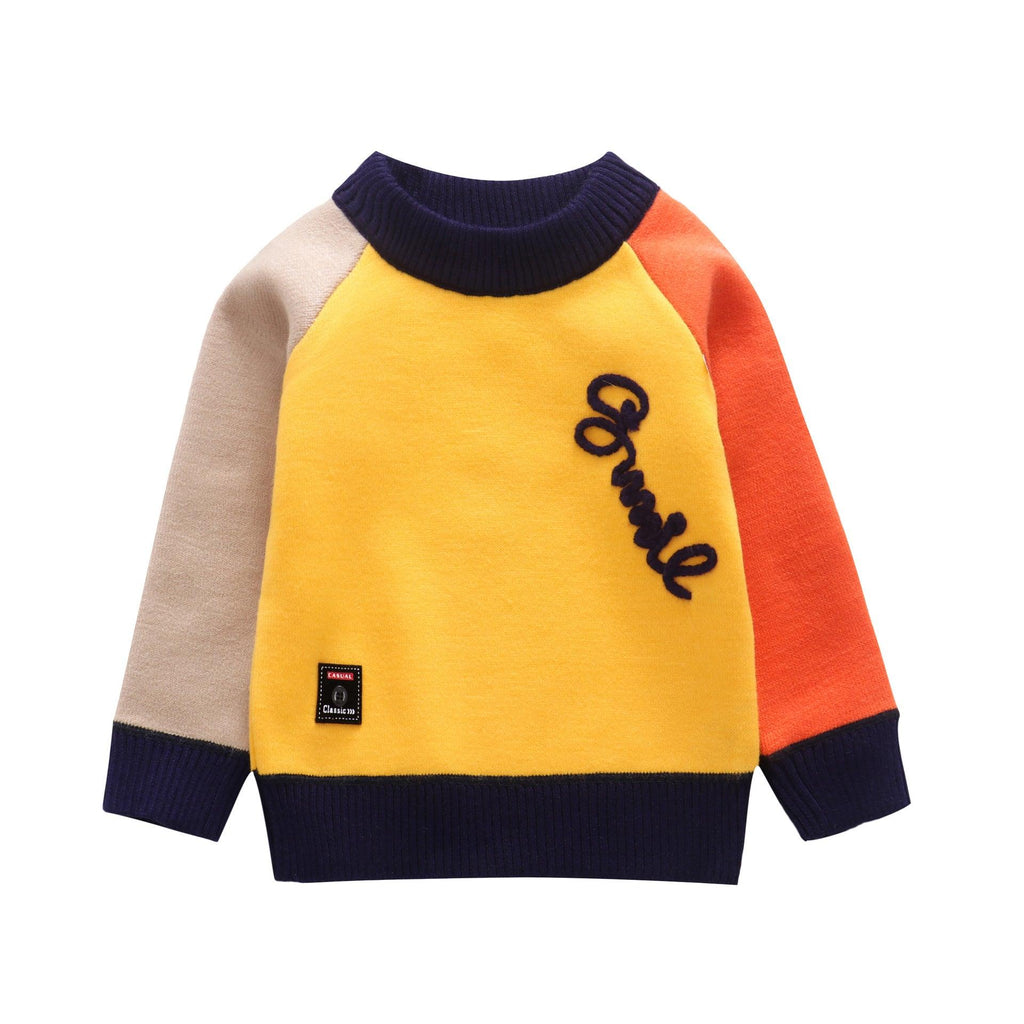 Children plus velvet round neck sweater - Amazitshop