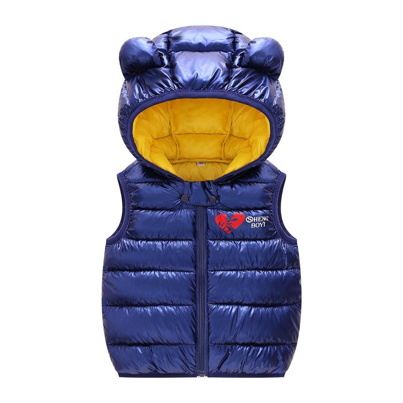 Children Warm Down Vest Autumn Baby Boys Girls Sleeveless Waistcoat Kids Outerwear Vests Children Hooded Jackets - Amazitshop