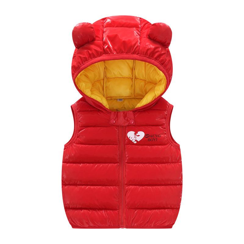 Children Warm Down Vest Autumn Baby Boys Girls Sleeveless Waistcoat Kids Outerwear Vests Children Hooded Jackets - Amazitshop