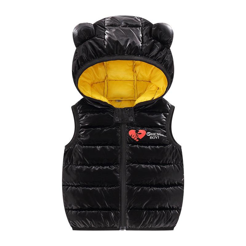 Children Warm Down Vest Autumn Baby Boys Girls Sleeveless Waistcoat Kids Outerwear Vests Children Hooded Jackets - Amazitshop