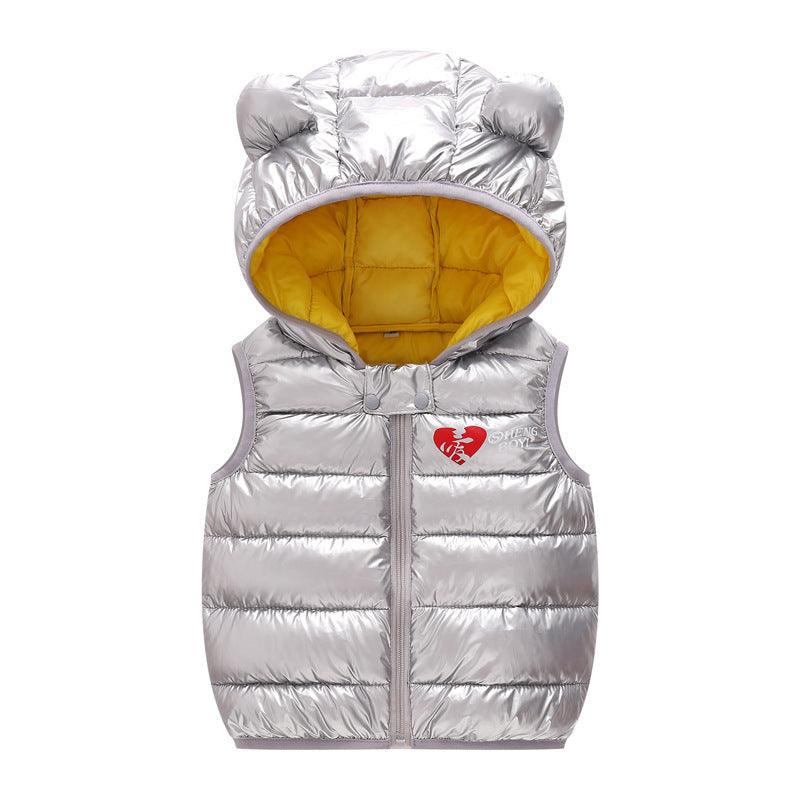 Children Warm Down Vest Autumn Baby Boys Girls Sleeveless Waistcoat Kids Outerwear Vests Children Hooded Jackets - Amazitshop
