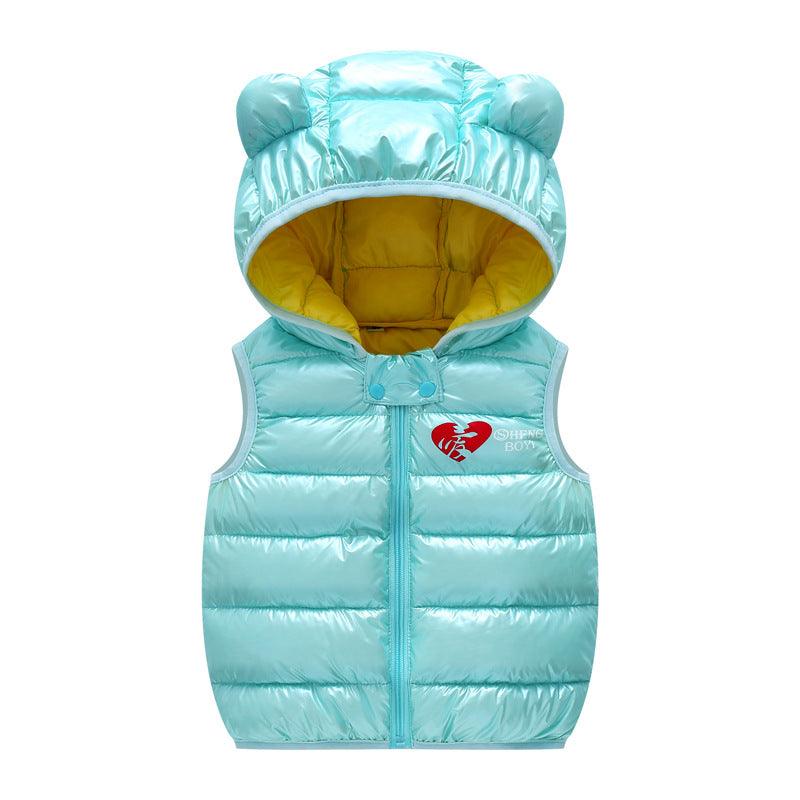 Children Warm Down Vest Autumn Baby Boys Girls Sleeveless Waistcoat Kids Outerwear Vests Children Hooded Jackets - Amazitshop
