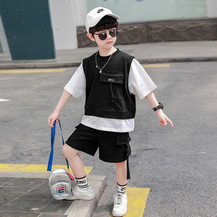 Children's Clothing Boys Summer Short - Sleeved Overalls - Amazitshop