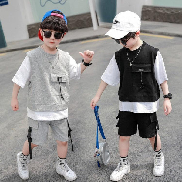 Children's Clothing Boys Summer Short - Sleeved Overalls - Amazitshop