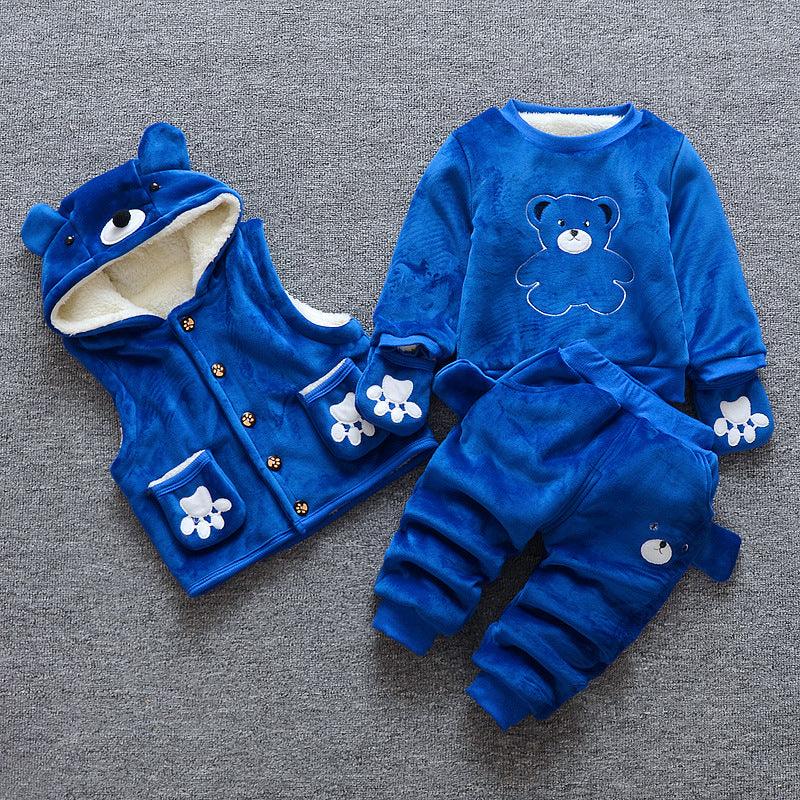 Children's clothing plus velvet thick three - piece suit - Amazitshop