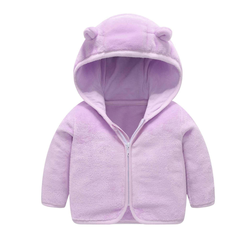 Children's Coral Fleece Jacket Padded Warm Hooded Top - Amazitshop